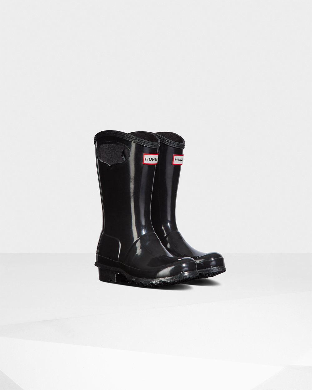 Kids Rain Boots - Hunter Original Big Grab Handle Gloss (75WRAKFHO) - Black